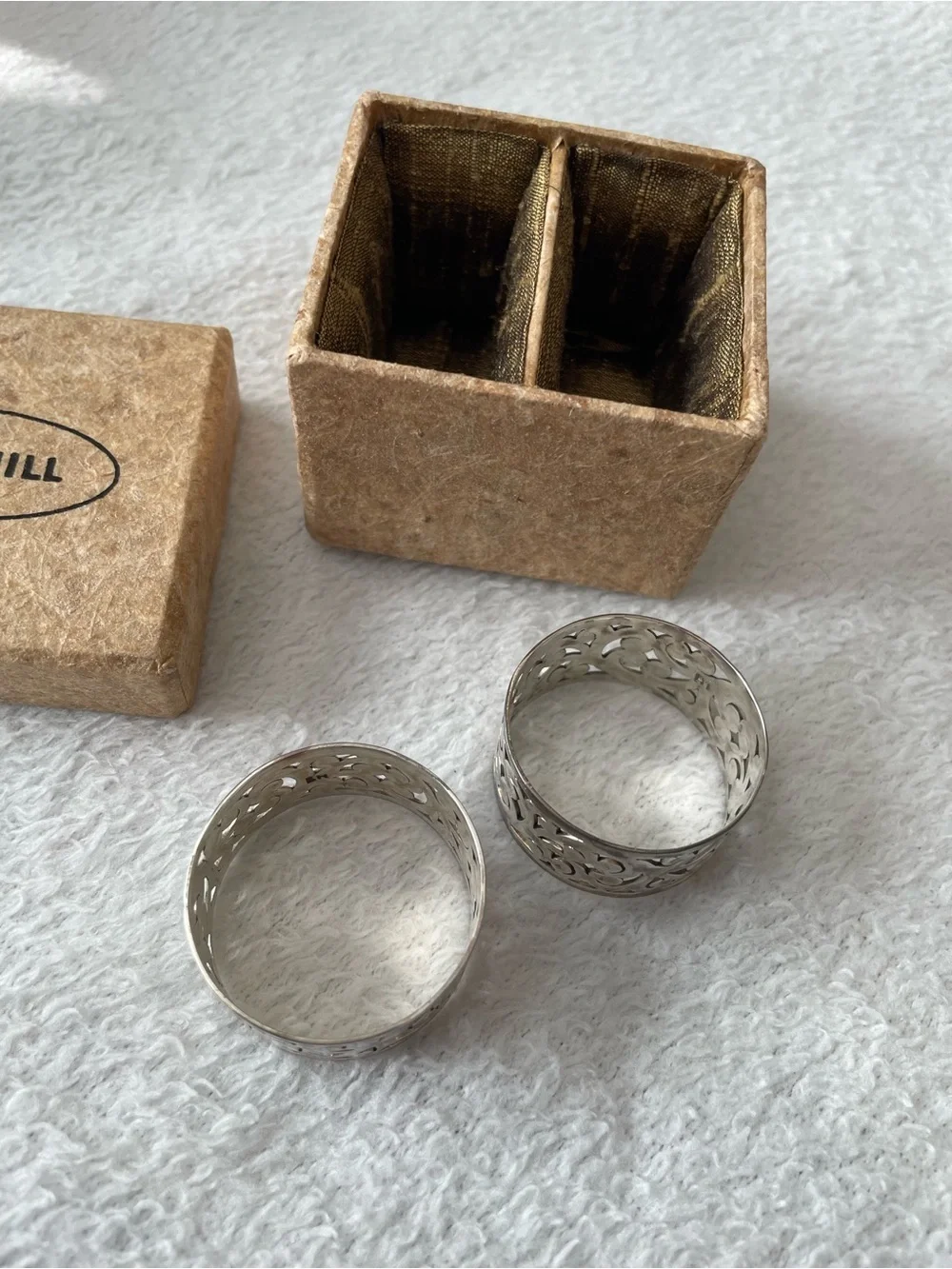 Lois Hill 925 Sterling Silver Filigree Napkin Ring Pair